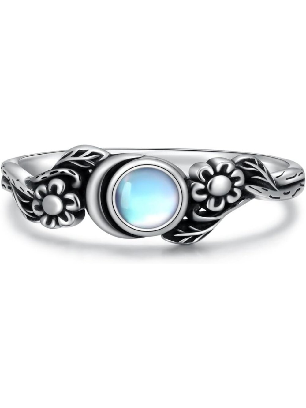 Vintage Floral Moonstone Ring | Boho Chic Jewelry | Unique Statement Piece